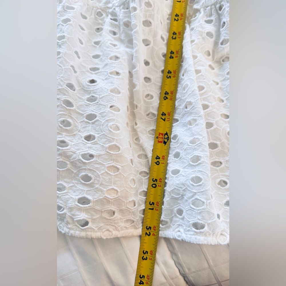 ANTHROPOLOGIE + FIGUE Madi Smocked Embroidered Eyelet Lace Maxi Dress w PomPoms - Picture 16 of 16